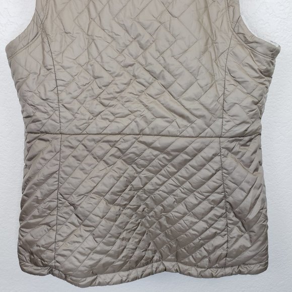 Mountain Hardwear Tan/White Fleece Quilted Reversible Full Zip Winter Vest L - Picture 15 of 16